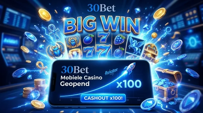 30Bet mobiele casino geopend op een smartphone